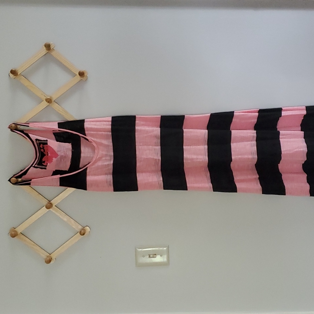 Kersh Peach & Black Striped Maxi Size Small